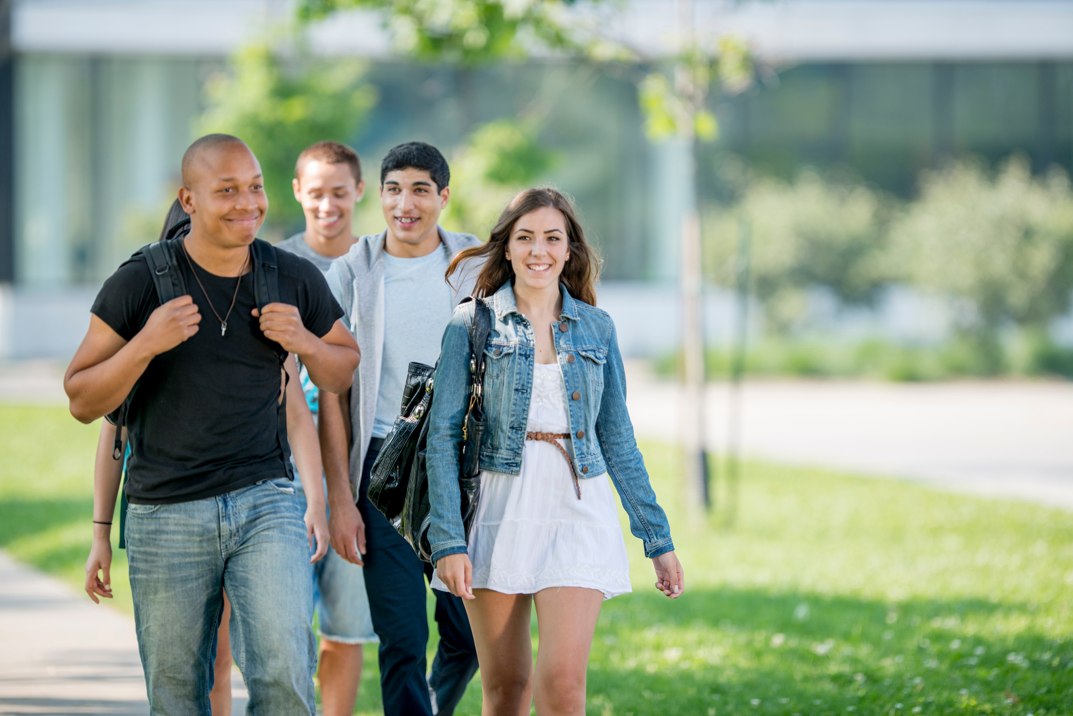 Students Walking on College Campus